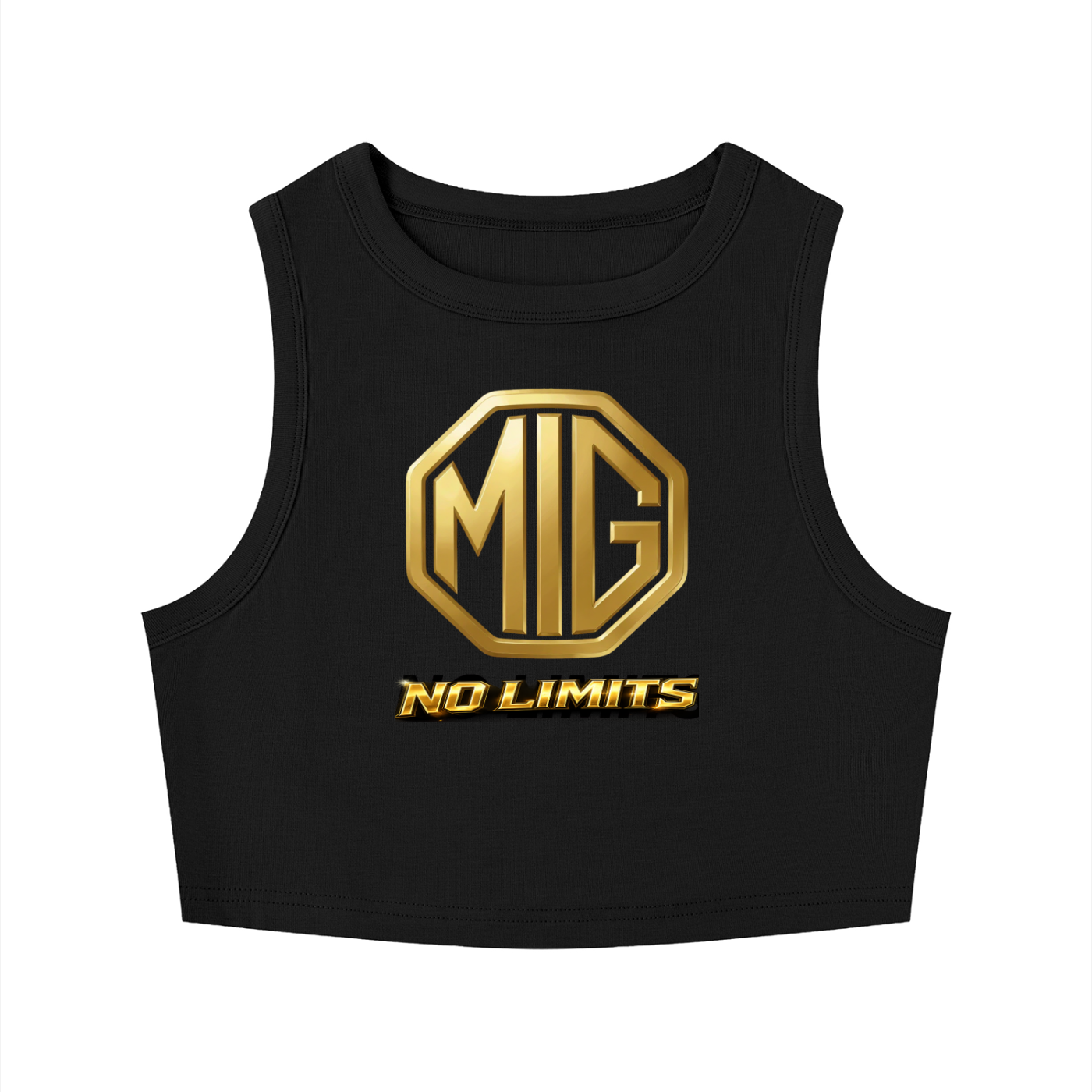 MG Motorsport Women's Cropped Tank Top- Black & Gold