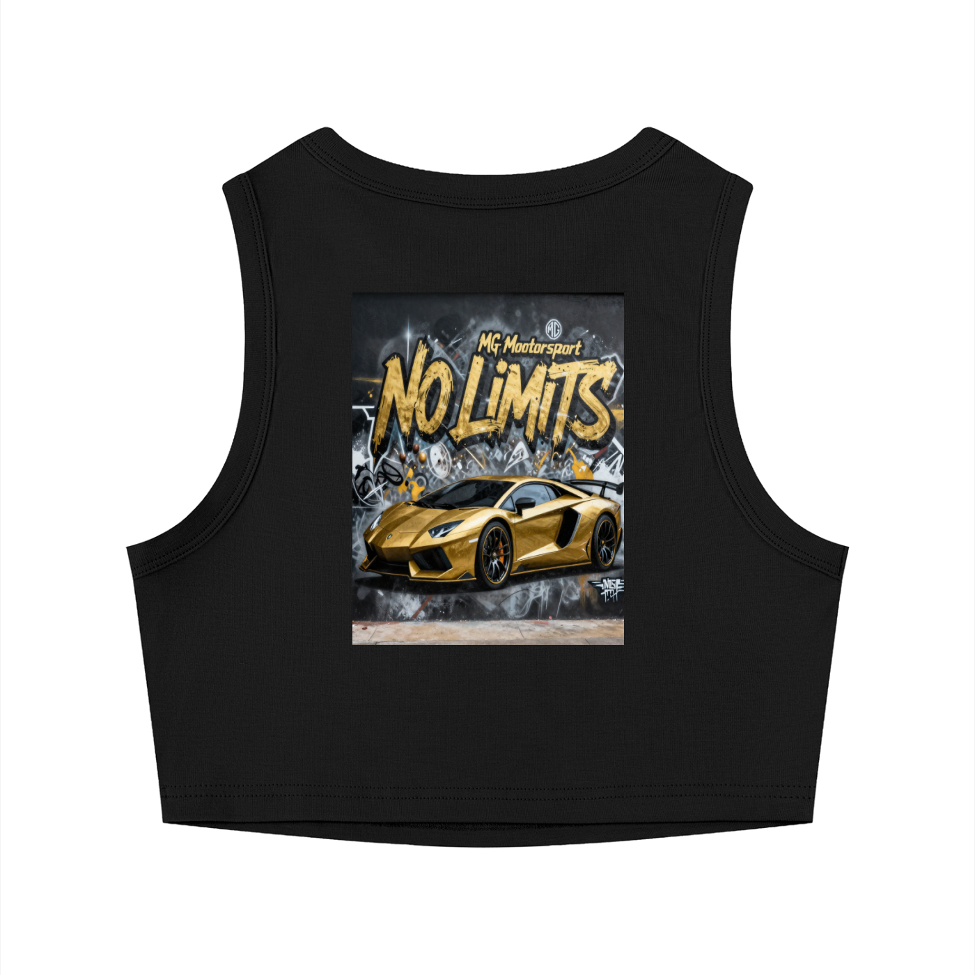 MG Motorsport Women's Cropped Tank Top- Black & Gold